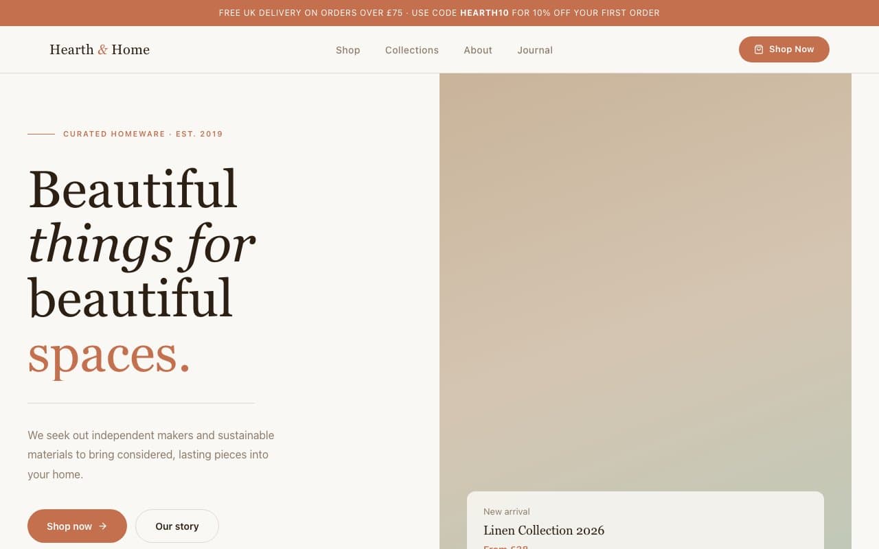 Hearth & Home website screenshot