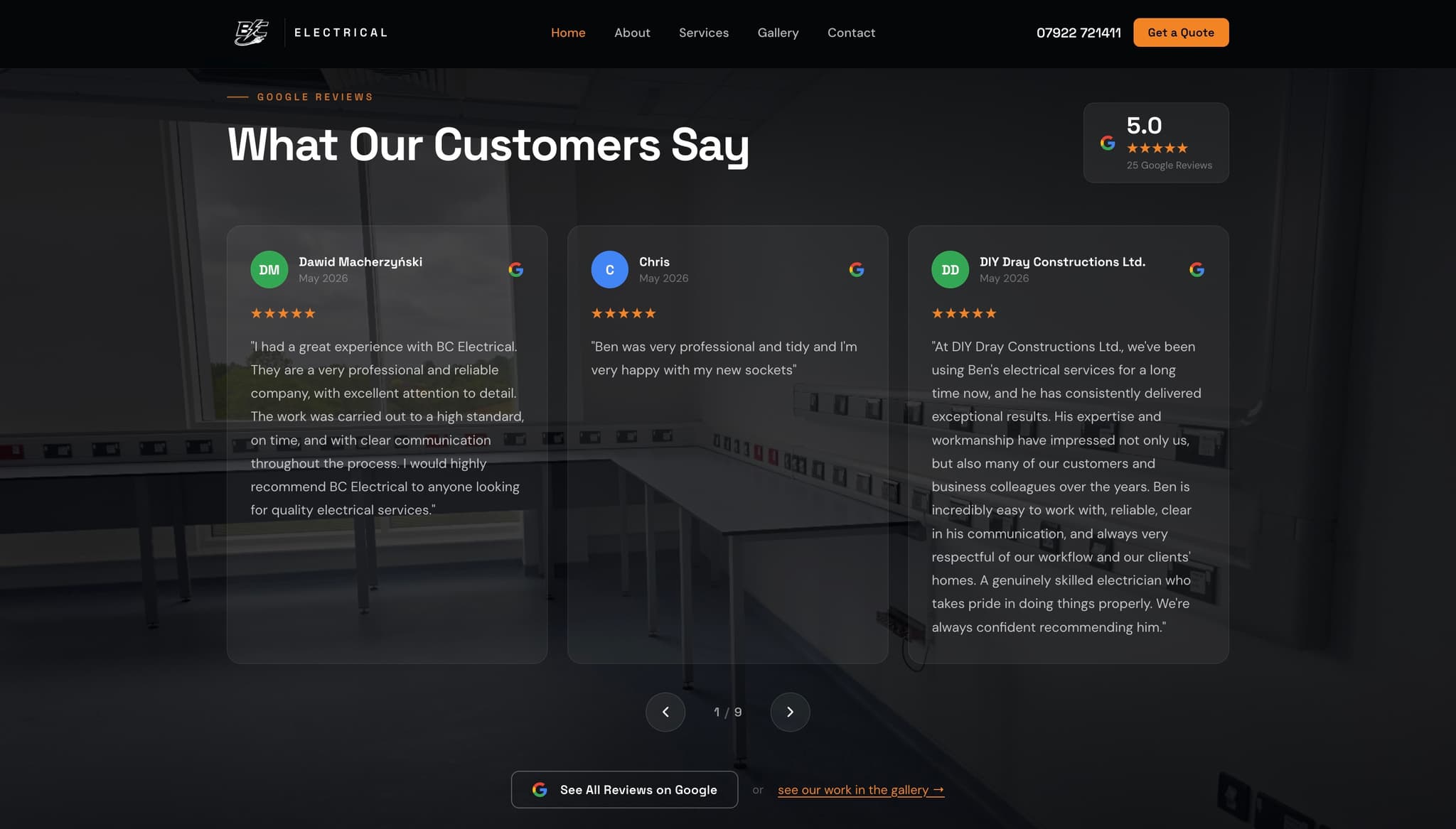 BC Electrical Google reviews — 5.0 stars