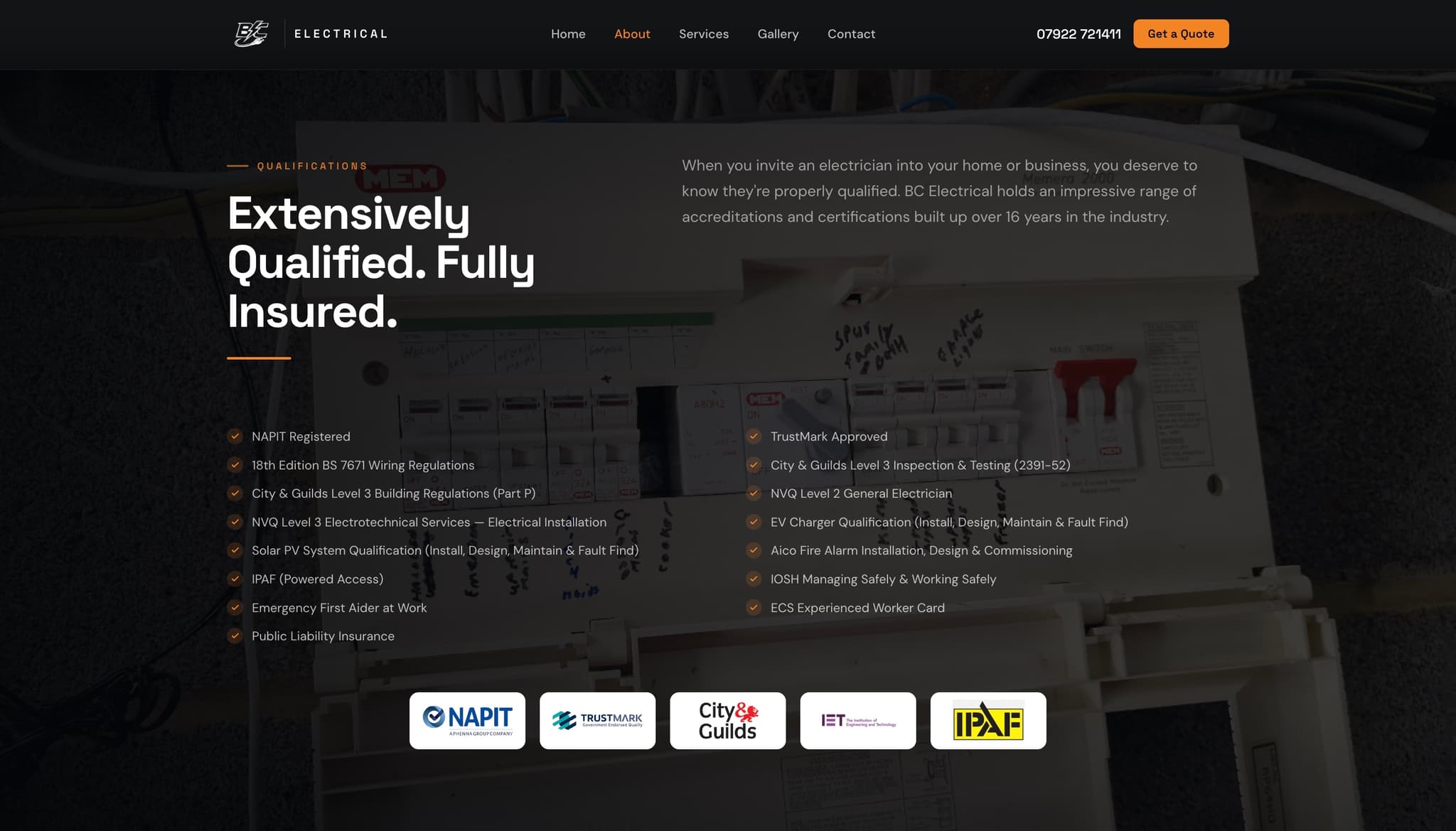 BC Electrical qualifications and accreditations