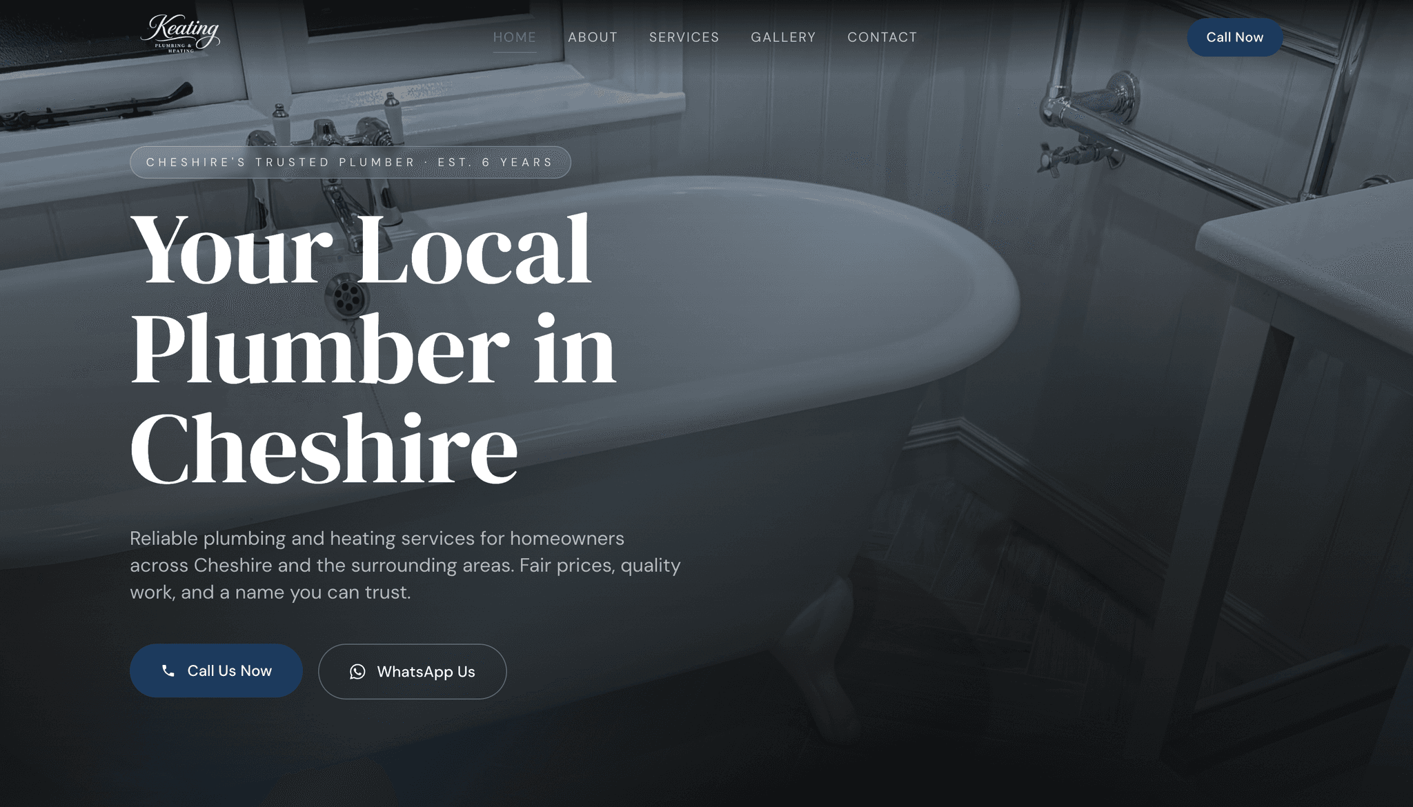 Keating Heating & Plumbing homepage hero