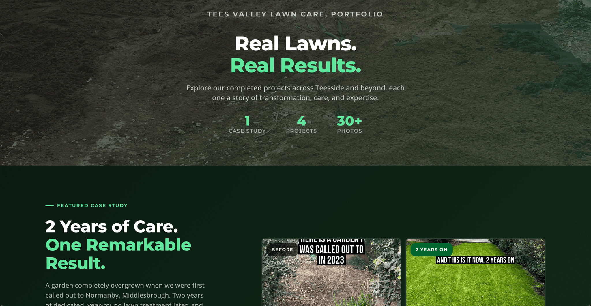 Redesigned hero and featured case study